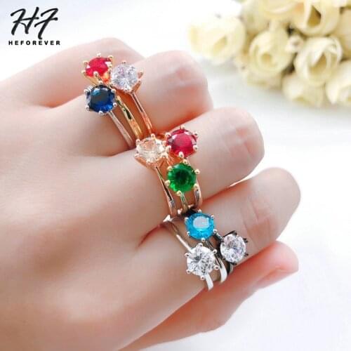 Wedding Engagement Rings For Women Female Jewellry Multicolor 6 Clows Zirconia Ring With Stone Jewelry Wholesale R013