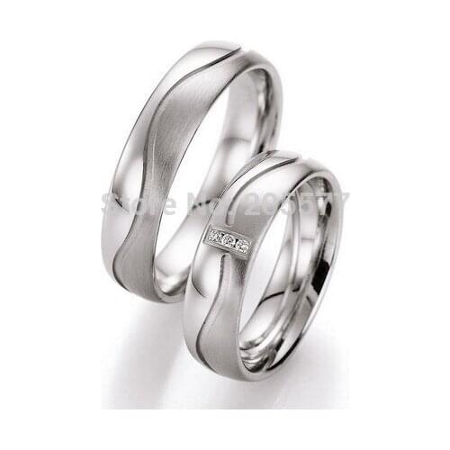 Europe style white gold color custom-tailor handmade titanium stainless steel engagement wedding bands anniversary couple rings