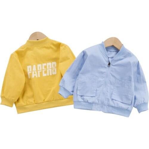 Toddler Baby Clothing Jacket For Boys Spring Zipper Casual Outerwear Girls Letter Wear Children Vitality Solid Long Sleeves