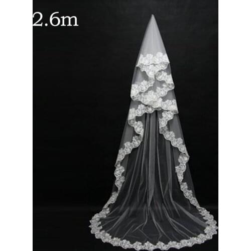 Wedding Bridal 2.6 Meters Long One Layer Veil White Ivory Colors Wedding Veils Elegant Wedding Accessories