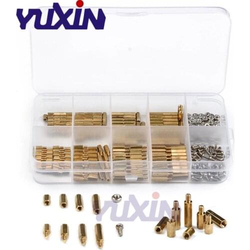 300Pcs/Set M2/M3 Brass Copper Female/Male Spacing Screws Security Surveillance Cameras Pillars Knurled Standoff Spacer Kit
