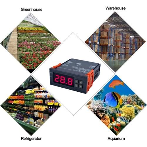 Digital Temperature Controller Thermostat MH1210W Temperature Controller AC 90V-250V Thermostat Refrigeration Heating Regulator