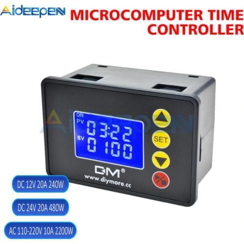 Timer Relay AC 110-220V DC 12V 24V 1.37'' LCD Display Microcomputer Time Controller Delay Relay Module ON-OFF Control 0000-9999S