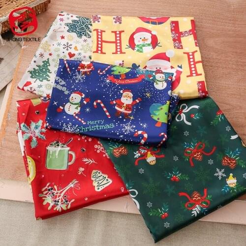 100% Polyester Christmas Fabric For Sewing Satin Cloth Handmade Diy Ribbon Material Christmas Decoration Background Cloth
