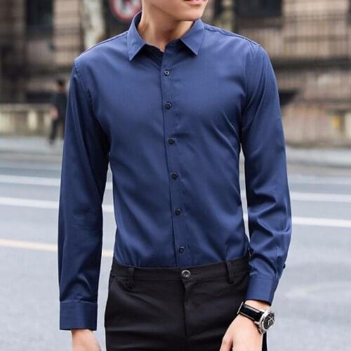 Summer Long Sleeve Short Sleeve Men Shirt Button Up Plus Size Formal Dress Shirt Casual Slim Fit Blue Shirt Top Male Office Wear