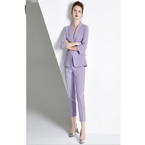 Lilac Women Pantsuits Jacket+Pants Women Business Suits Women Pantsuit Office Style Female Trouser Suit Custom Made