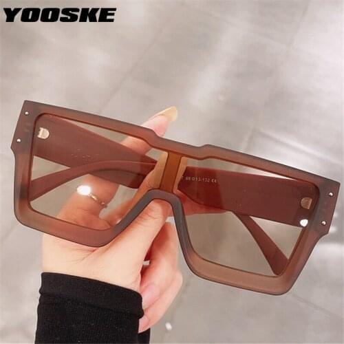 YOOSKE Oversized Women Sunglasses Black Fashion Square Sun Glasses Men Big Frame Vintage Eyewear Unisex UV400 Oculos Feminino