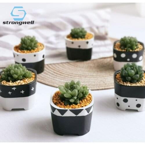 Strongwell Nordic Modern Green Plants Ceramic Flowerpot Home Desktop Hand-painted Creative Succulent Flowerpot Indoor Potted