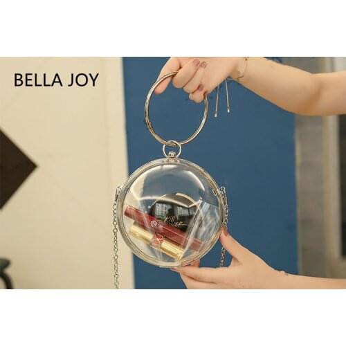 BELLA JOY Wallet Evening Bags Acrylic Fashion Women Cute Solid Transparent Ball Shoulder Bag Lovely Small Casual Clutch Bag