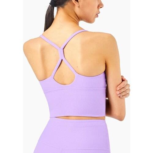 Heyyoga Women Naked Feel Sweat-wicking Padded Workout Yoga Sport Bras Top RIBBED Sexy V-Neck Fitness Gym Athletic Crop Top Bra