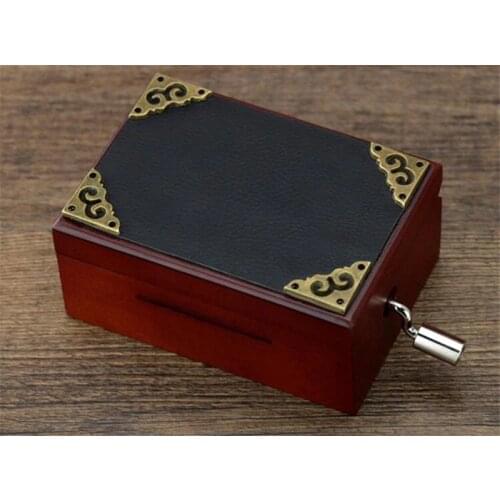 Vintage Metal Pattern Hand Cranked Music Box for Kid DIY Gift Wooden music box Movement 15 Notes+Hole Puncher+20 pcs Blank Note