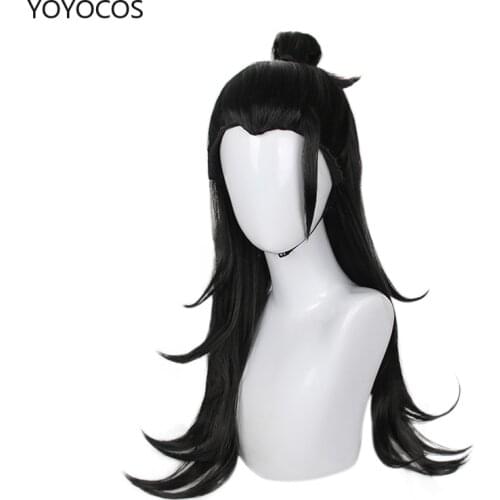 YOYOCOS Anime Cosplay Jujutsu Kaisen Getou Suguru Wig Osplay Handsome Black Man with Long Hair Halloween Carnival Role Play