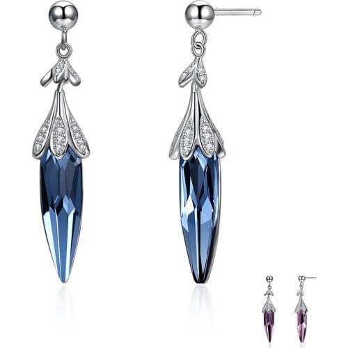 SILVERHOO Elegant 925 Sterling Silver Crystals from Austria Chili Shape Popular Dangle Earrings For Women Drop Earring Jewelry