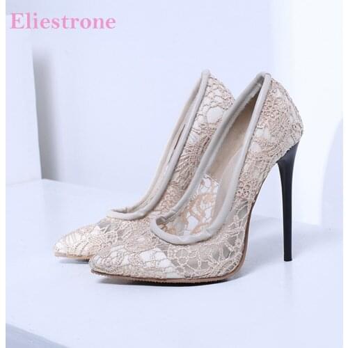 Brand New Glamour White Apricot Women Wedding Pumps Sexy Thin High Heels Lady Party Shoes AS734 Plus Big Size 12 34 46 48