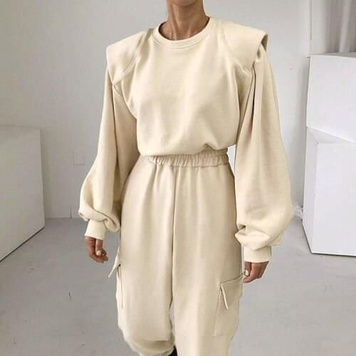 Women Autumn New Set Casual Solid Outfits 2021 Running Suit Hoodies Oversize Loose Tracksuits 2 Pieces Fashion Streetwear Suit