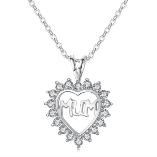 KOFSAC New Charm 925 Sterling Silver Necklace Luxury Crystal CZ Heart Pendant Necklaces for Women Mothers Day Fine Jewelry Gift