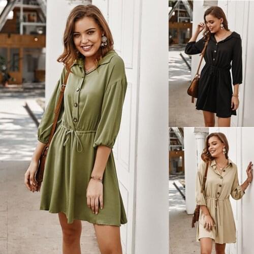 Dress vestidos women vestido de mujer woman dresses 2020 robe femme plus size knee-length dropshipping turn down collar street