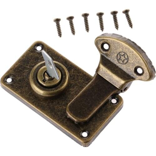 1Pc Leather Suitcase Buckle Box Vintage Metal Lock Antique Toggle Hasp Latch Jewelry Wooden Box Suitcase Hasp Latch w/Key Screws
