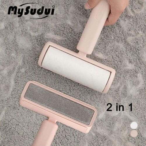 2 In 1 Pet Dog Cat Hair Brush Sticky Cleaning Pet Hair Remover Roller Cleaner Reusable Double-Sided Sofa Clothes Dust Removal