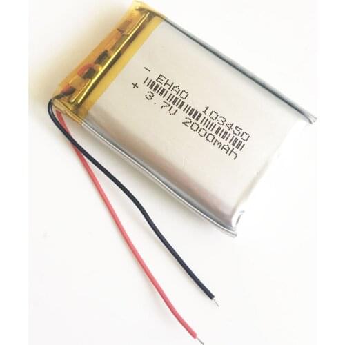 3.7V 2000mAh lipo polymer li ion lithium rechargeable battery 103450 for MP3 GPS navigator DVD recorder headset e-book camera