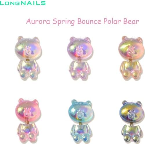 5pcs Wobble Symphony Child Bear Decoration BROWN 6 Aurora Ornaments 16*10mm Springs Bounce Bear Resin Nail Accessories Art2021D