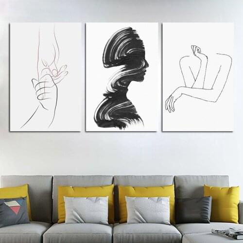Abstract Sexy Woman Sketch Canvas Art Posters And Prints Black And White Line Art Canvas Painting On the Wall Art Nordic Picture