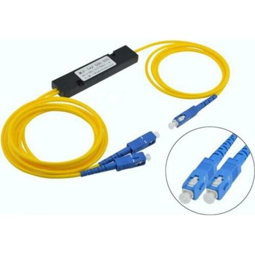Free Shipiing 2pcs/lot SC/UPC 1X2 PLC Singlemode Fiber Optical splitterFBT Optical Coupler FTTH 1x2 PLC optical fiber splitter