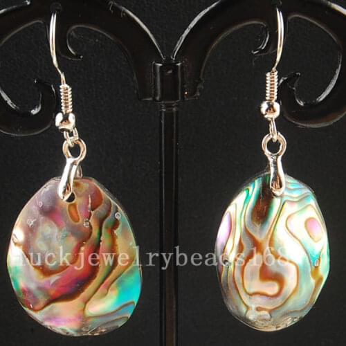 Free Shipping Women Fashion Jewelry New Zealand Blue Abalone Shell Art Dangle Earrings 1 pair C3454