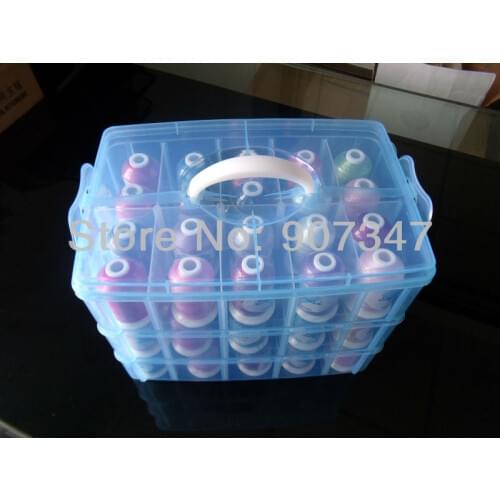 Free shipping+ newest hot selling 61colors /kit 1100 Yards mini cone high quality polyester embroidery thread +plastic box