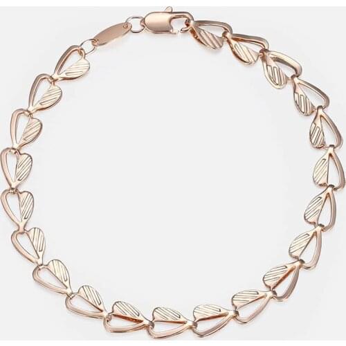Trendsmax 585 Rose Gold Bracelet for Women Heart Link Chain Link Bracelet Fashion Gifts for Women Gifrls 6mm 18.5cm GB424