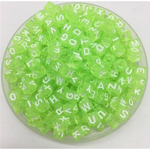 100pcs 6mm Letter Beads Green Mix Square Shape 26 Alphabet Charms DIY Beads For Bracelet Necklace Jewelry Making