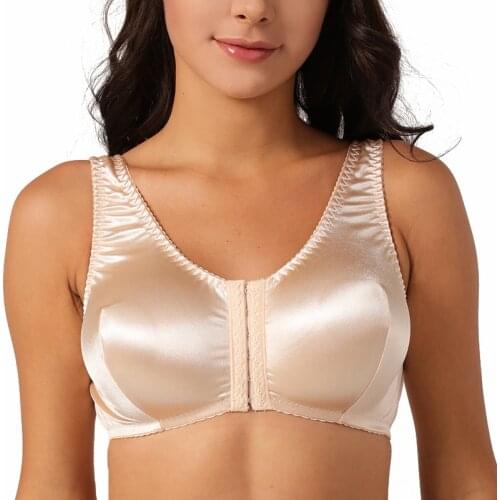 Womens Seamless Front Closure Wireless Non Padded Full Figure Racerback Plus Size Minimizer Bra 34 36 38 40 42 44 B C D DD E F