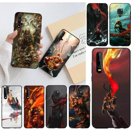 Chinese style monkey Sun WuKong TPU black Phone Case Cover Hull for Huawei P40 P30 P20 lite Pro Mate 20 Pro P Smart 2019 prime