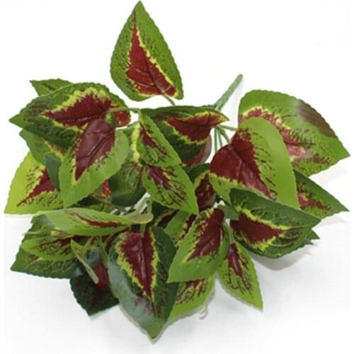 Home Garden Decoration 7 Forks Net Leaf Artificial Plants Green Grass Tress Silk Fake Flowers Simulation Plant Wall Material