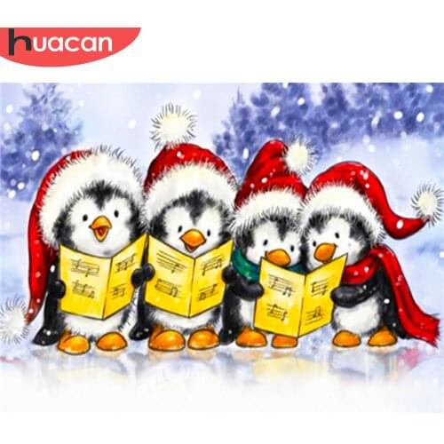 HUACAN Painting By Numbers DIY Cartoon Room Wall Art Pictures By Number Penguin For Adults Home Decoration