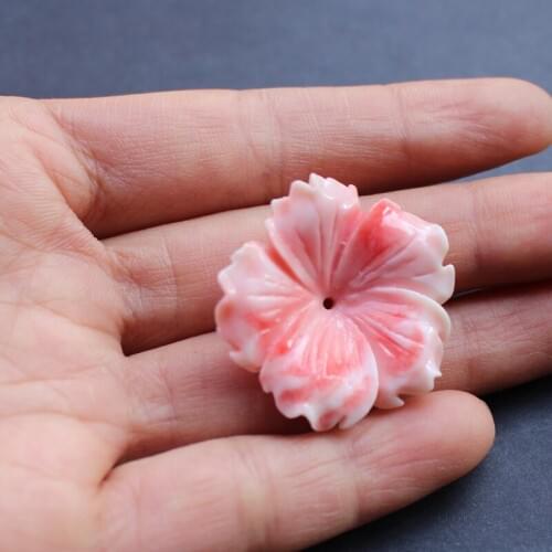 10pieces/lot) Carved 30mm Flowers Space parts DOUBLE Color Artificial Coral Findings for Jewelry making