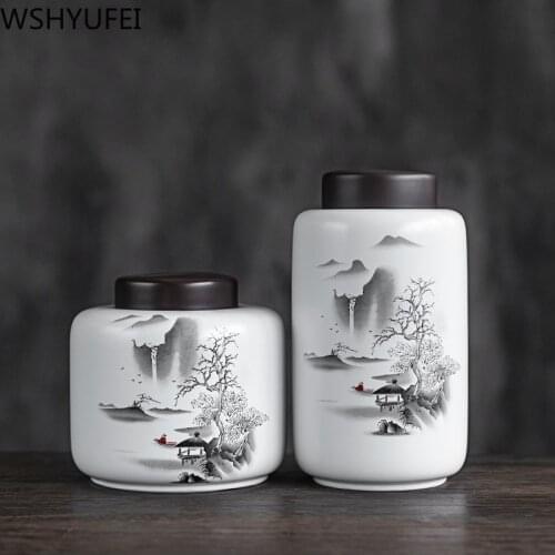 Large capacity Ceramics Tea Caddy oolong Tieguanyin Containers travel tea bag Sealed coffee tea jar Household storage tank
