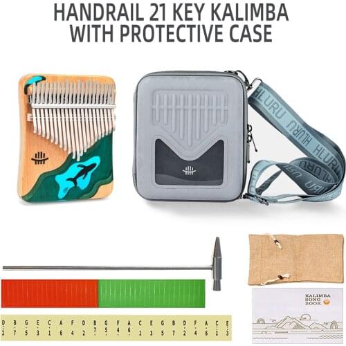 21 Keys Kalimba Thumb Finger Piano Calimba Solid Beech Epoxy Resin Wooden Keyboard Music Instrument Birthday Gifts Tuning Hammer