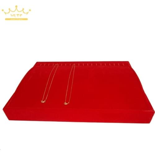 Red pendant display try for necklace and pendant gold jewelry holder box pallet red velvet necklace bracelet disk