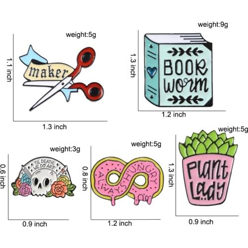 Filmore Creativity Pin Brooch Plant lady Pin Book worm Enamel pin Maker Lapel pin Artist Brooches Food Lover Badges Plant Brooch