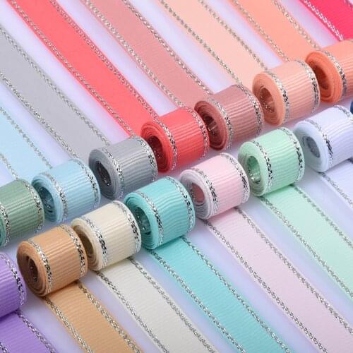 1.2cm Silver Edge Ribbon for Bow Wedding Christmas Gift Wrapping Decoration Handmade DIY Wrapping Crafts Accessories Materials