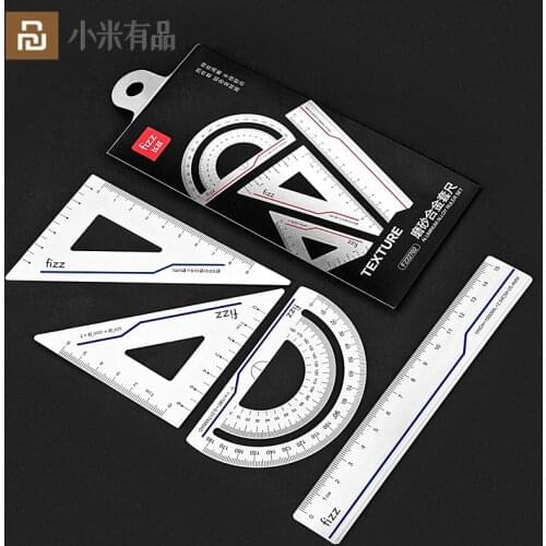 Youpin 4 in 1Metal Ruler Alloy Rulers Protractors Stationery Set Gauges Measuring Tools School Office Supplies For Students