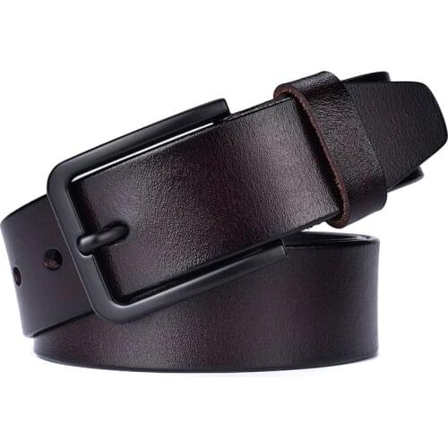 Cow genuine leather luxury strap male belts for men new fashion classice vintage black pin buckle leather belt male belt men