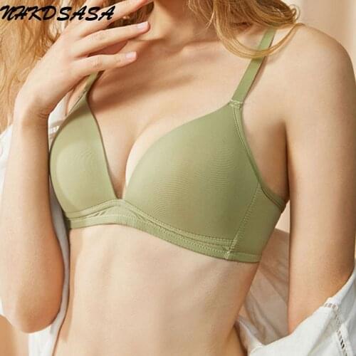 NHKDSASA 2021 Push Up Bra Womens Underwear Plus Size Bralette Candy Color AB Cup Underwear Brassiere Top Green Sexy Lingerie