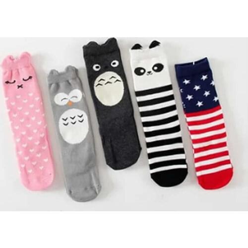 Toddler socks Boys girls infant baby lovely cotton socks knee high leg warm autumn kids knee owl totoro sock high quality
