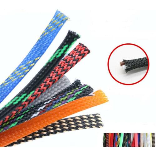 PET Nylon Braided Sleeve Tube 25 mm Width Car Audio Cable Wire Sleeving Sheath