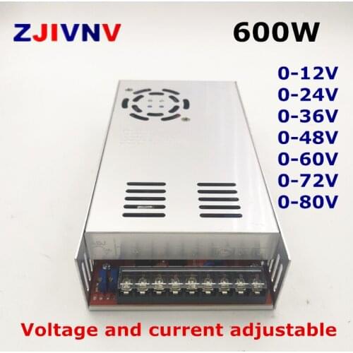 Adjustable Voltage And Current Switching Power Supply 600W Output 0-12V 24V 36V 48V 60V 72V 80V AC TO DC2 SMPS LED