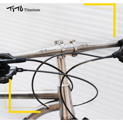 TiTo Titanium Alloy Bicycle Handlebar MTB Road Mountain Bike Titanium Straight Handlebar GR9 Alloy Handlebar 25.4/31.8mm Parts