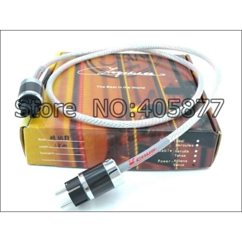 Power Cord 13 solid extruded silver 16 AWG Power cable with Carbon fiber Rhodium plated EU power plug 2M