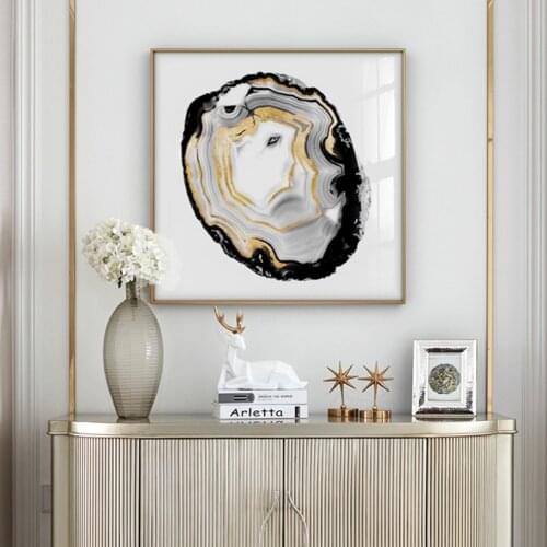 Nordic Golden agate line wall Art Canvas Poster Painting Black White Decoration Picture for living room Morden Print Home Decor
